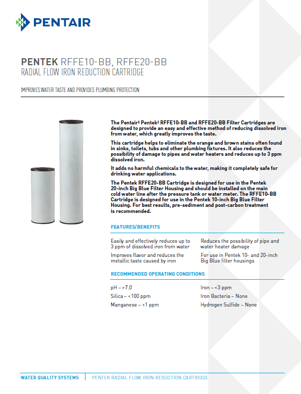pentek iron reduction filter